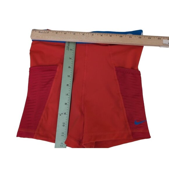 Nike Pro Training Shorts‎ Womens Small Orange Red Blue 3" High Rise Tight Fit - Picture 9 of 10